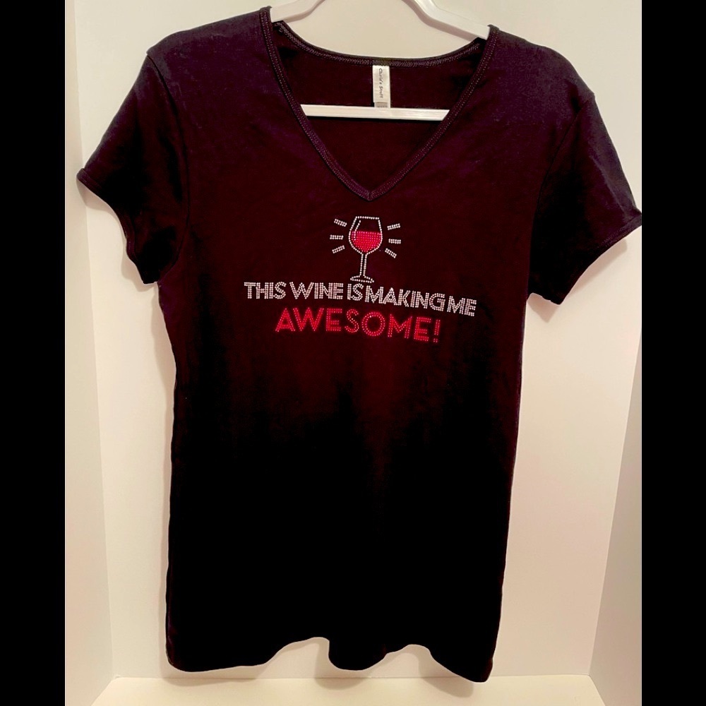 Women’s T-Shirt size L, Chris’s stuff, Black W/beaded design.